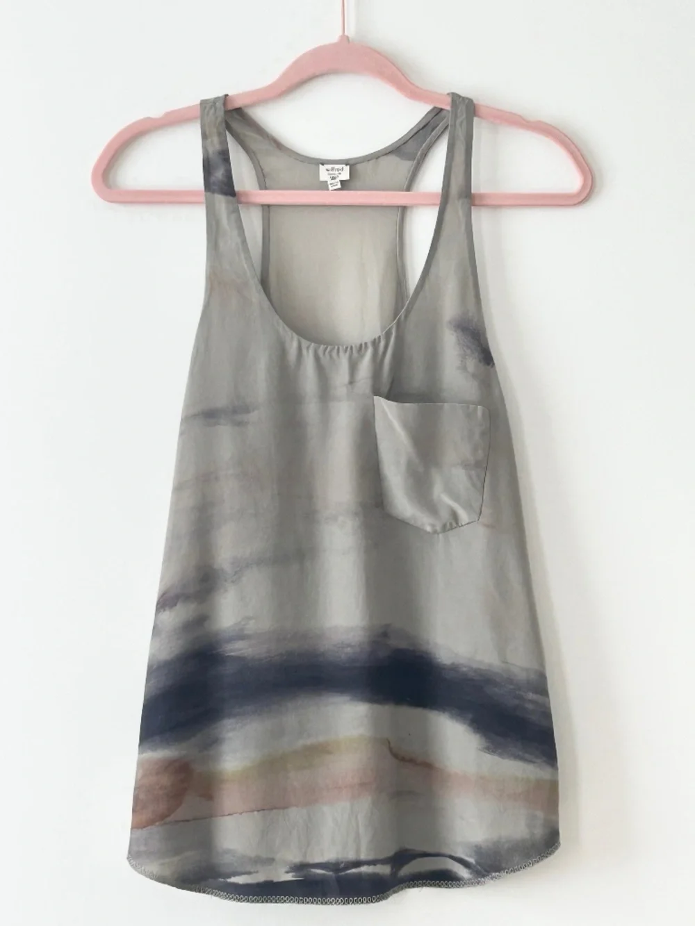 Aritzia Wilfred 100% Silk Watercolor Tank Top